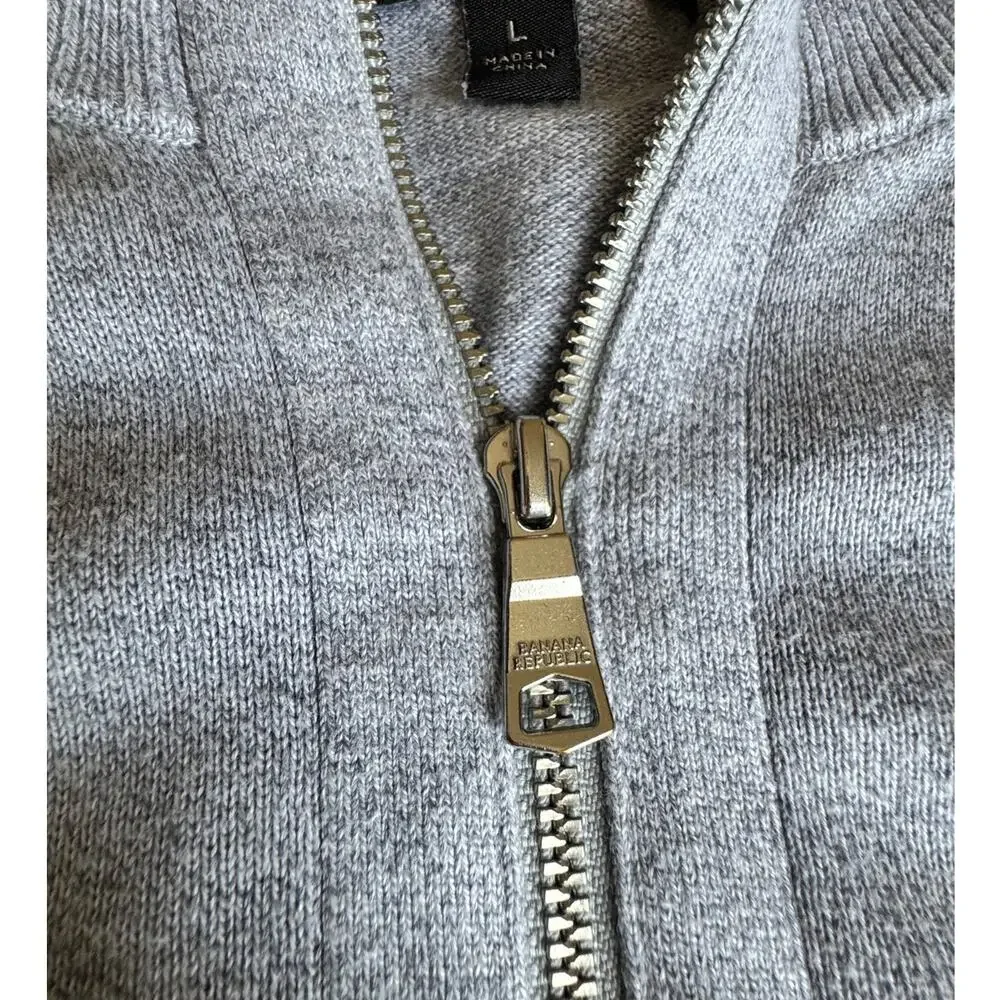 Banana Republic Mens Large Supima Cotton 1/4 Zip Sweater Gray Mock Neck Pullover